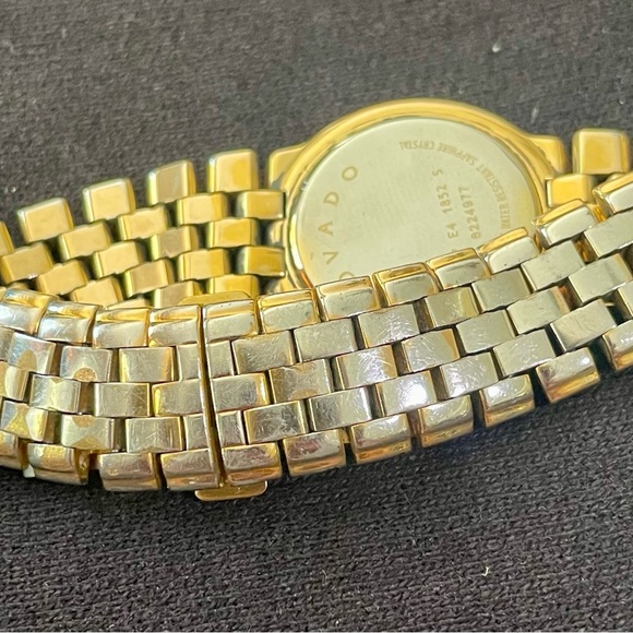 MOVADO gold plated. Mother of pearl and diamonds on each side. Sapphire crystal. - Picture 3 of 7